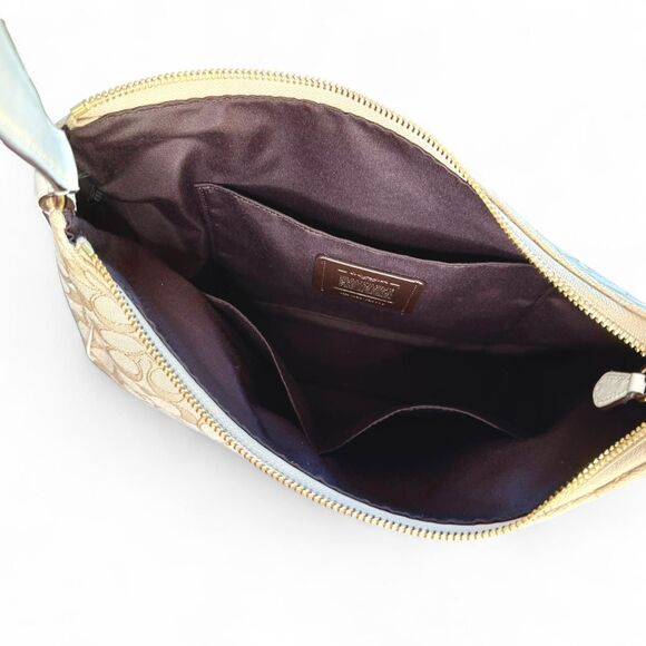 Authentic Coach F29959 Zip Shoulder Bag in Signature Jacquard Hobo Bag Cream Y2K - Picture 6 of 8